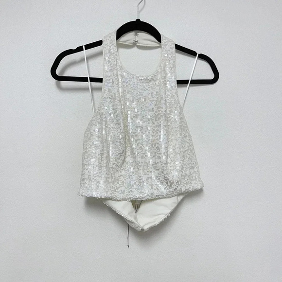 NWT Dress the Population Ashton Halter Top - Sequin Sleeveless Party Top - Picture 4 of 9